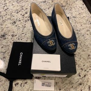 Chanel denim ballerina flats